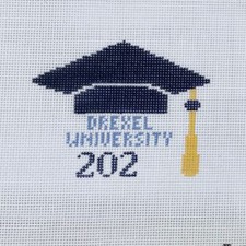 Hand Painted Needlepoint Canvas LB Designs ornament coaster Drexel University