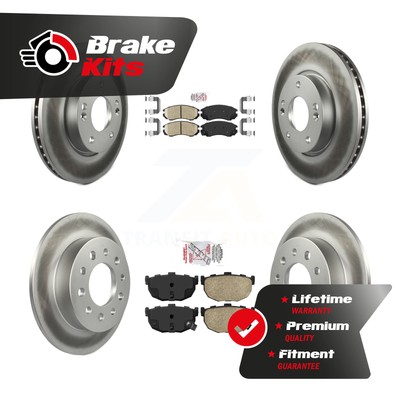 Front Rear Ceramic Pad Coated Brake Rotor Kit For 2004-2008 Hyundai Tiburon 2.0L
