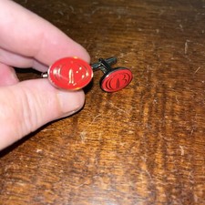 Vintage Red Tuxedo Cuff Links Oval No Markings Set Of 2