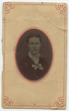 WELL-DRESSED LADY, LACE COLLAR/BOW, TINTYPE STUDIO PORTRAIT 16TH PLATE