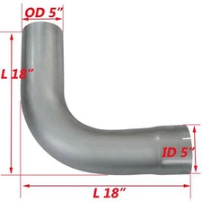 Aluminized 90 Degree 5 Inch Elbow 5" ID/OD x 18" Arms Truck Exhaust Elbow