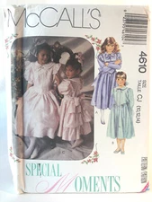 Uncut pattern girls' vintage dress flower girl style w/gathered skirt #4610