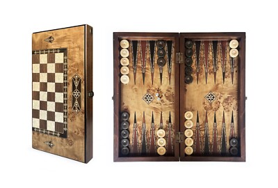 Classic Handmade Massive Wood Backgammon Set Big Size 50 x 25 cm / 19.6 x 9.8 in