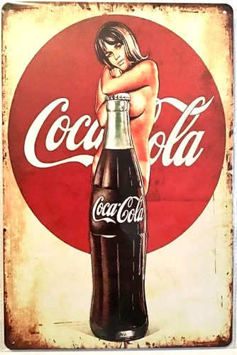 TIN SIGN 8x12 Coke Coca Cola bottle sexy female girl vintage soda pop drink Br8c