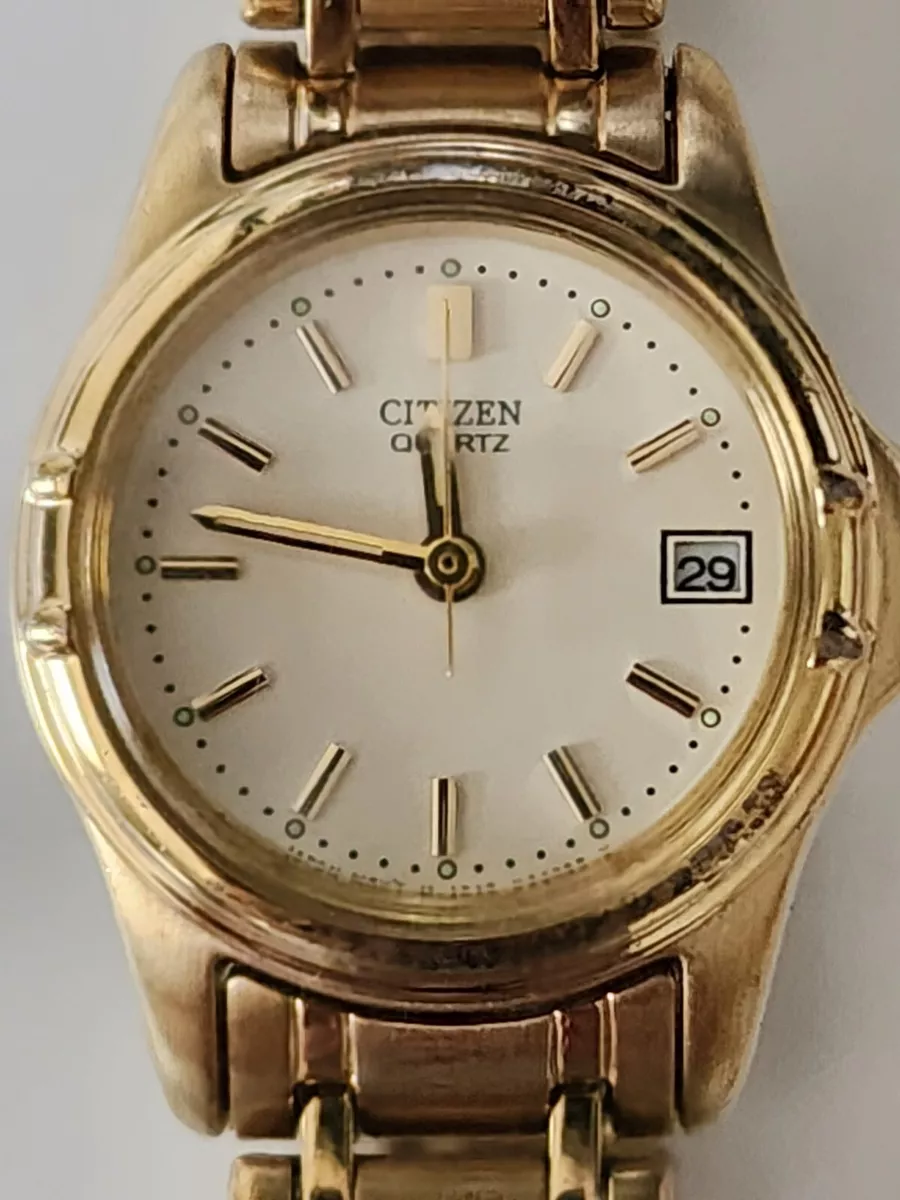 Citizen Gold Tone Date Quartz Watch GN 0 S 9 eBay