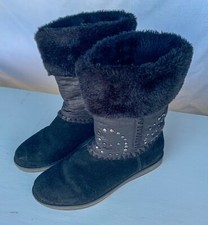 Bass Womens Boots Size 6.5 Heritage Collection Black Leather Faux Fur Turin