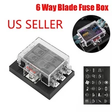 6-Way Auto Blade Fuse Box Block Holder 12V 32V for Car Marine Boat RV Waterproof