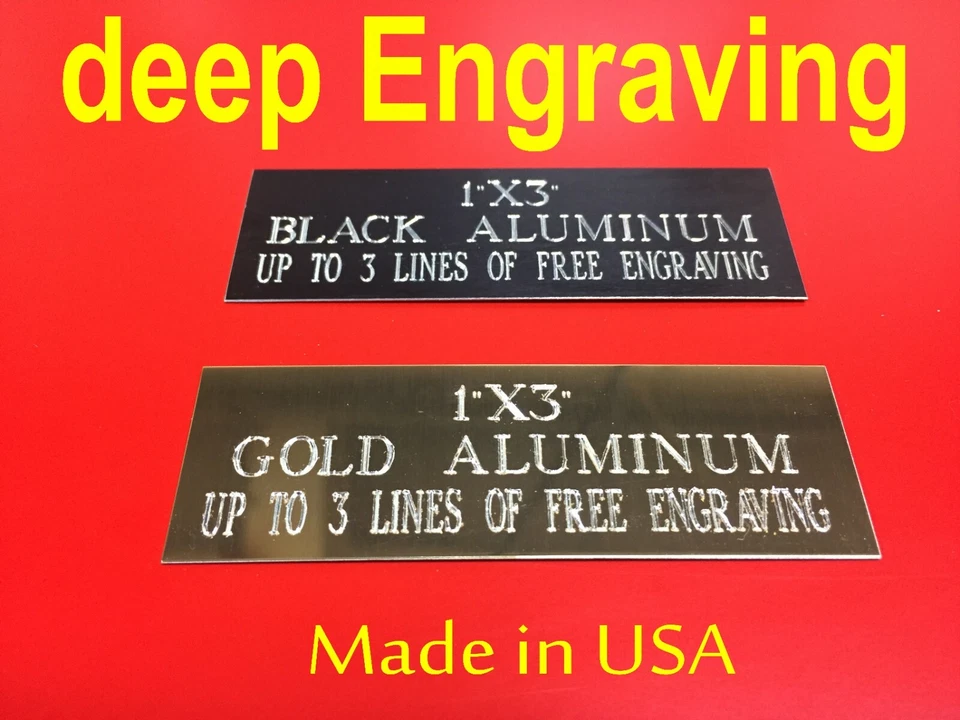 1"x 3" Name Plate Art-Trophies-Gift-Taxidermy-Flag case-Free Custom Engrave Pet