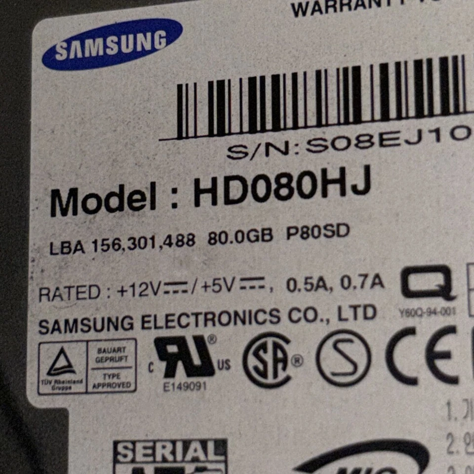 SAMSUNG (HD080HJ) 80GB 7200 RPM 3GB/S HDD HARD DRIVE P/N:380304-002 - Image 4 of 4