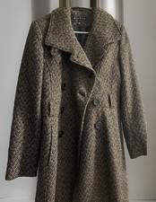 Giacca Women’s Black & White Tweed Overcoat Long Jacket - Size S - Wool Blend