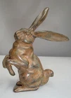 Art Nouveau Style Statue Sculpture Rabbit Hare Wildlife Art Deco Style Bronze Si