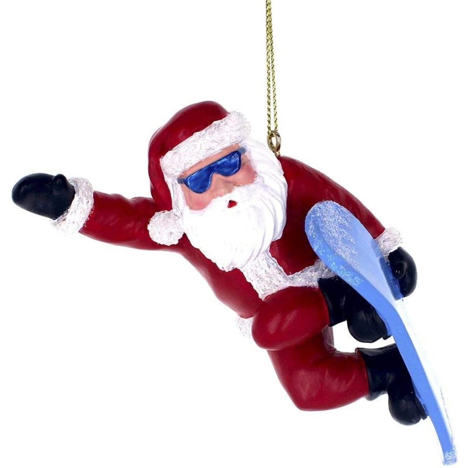 Kurt Adler Resin Ornament for Christmas Tree, Snowboard Santa
