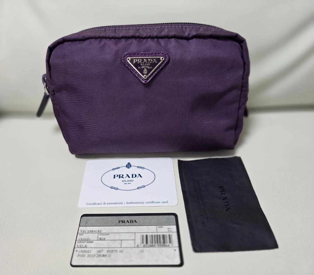 PRADA 化粧ポーチ パープル PRADA Purple Nylon Cosmetic Pouch Authentic Logo Bag Women Vintage
