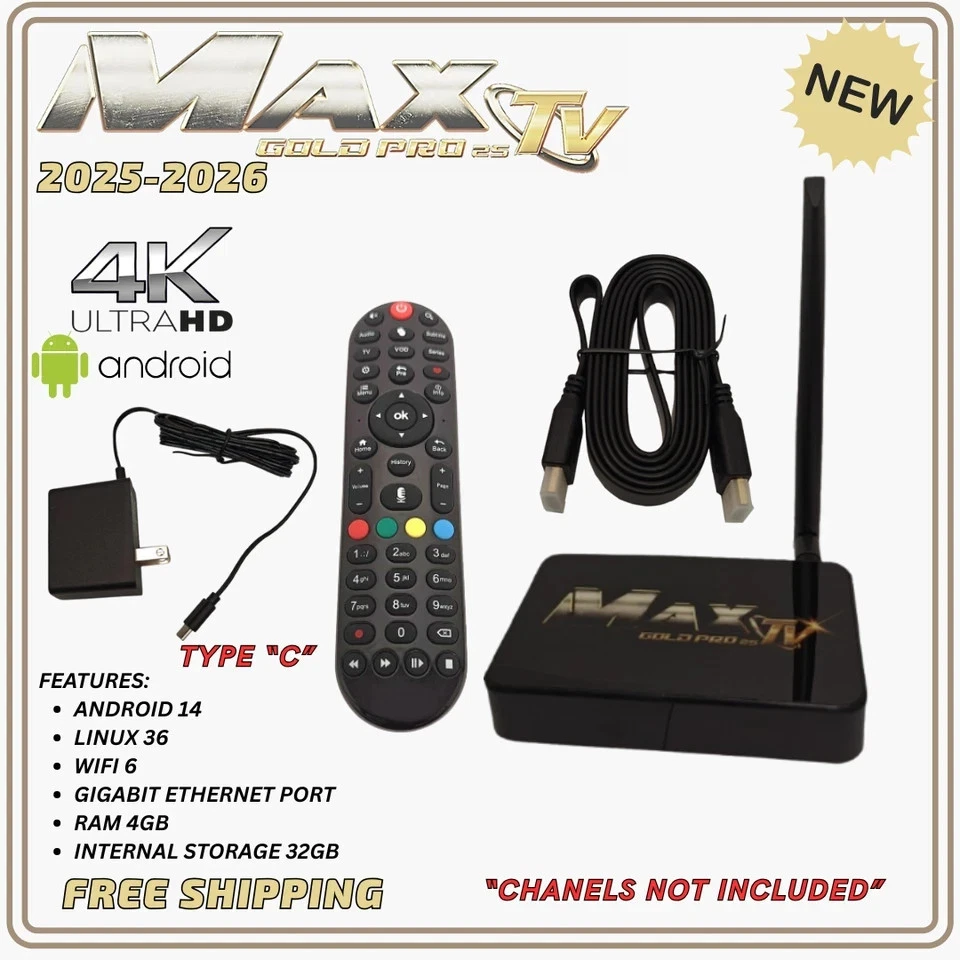 MaxTV Gold PRO 25 Max TV 4K Quad Core 64 Bit 2025-2026 + VOICE REMOTE CONTROL - Image 3 of 4