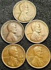 (5) US Lincoln Wheat Cents, All Pre-1920 (1909/1910/1913/1918/1919) Circulated