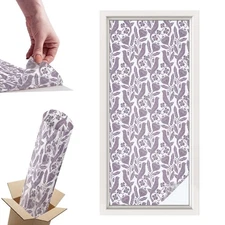 Frosted Window Film Self Adhesive Privacy Folk Motifs Animals Purple