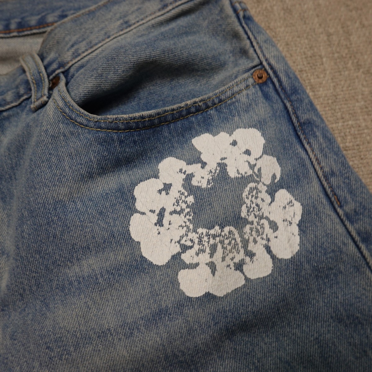 Levi's 501 Big E x Denim Tears Cotton Wreath Jeans 33X32 Medium