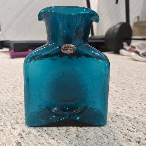 Blenko Glass MINI Water Bottle 384M - Cerulean