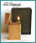 S.T. DUPONT Line 1 Large YELLOW GOLD Plated Lighter with Box - JUST SERVICED