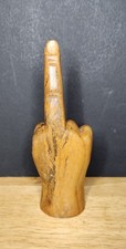Vintage Carved Wood "The Bird" Middle Finger Flippin Off Gesture Hand Sculpture