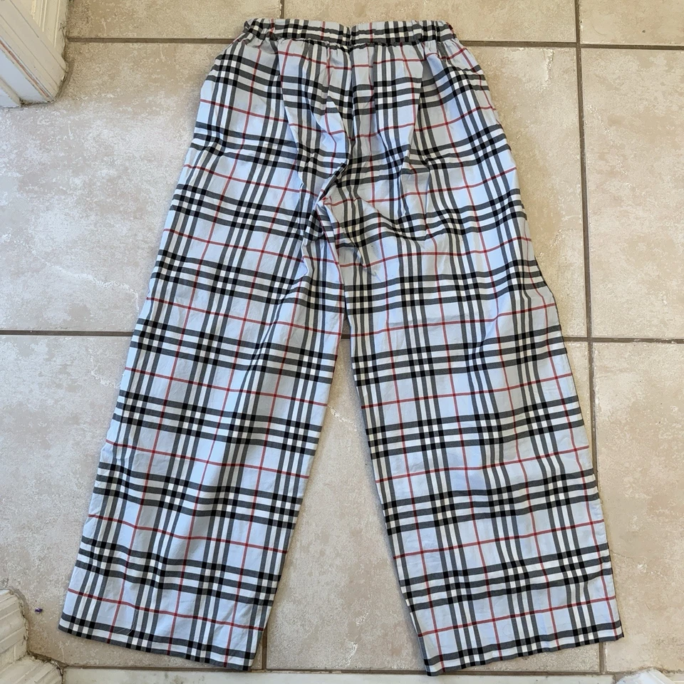 Calça marinheiro xadrez azul perna larga Burberry xadrez grande infantil/meninas/mulheres tamanho 14Y - Imagem 3 de 4