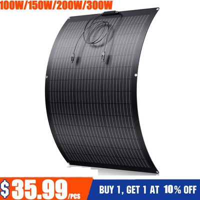 #ad #ad 100W 150W 300W Flexible Mono Solar Panel 12V Portable for RV Camping Home Boat $85.98