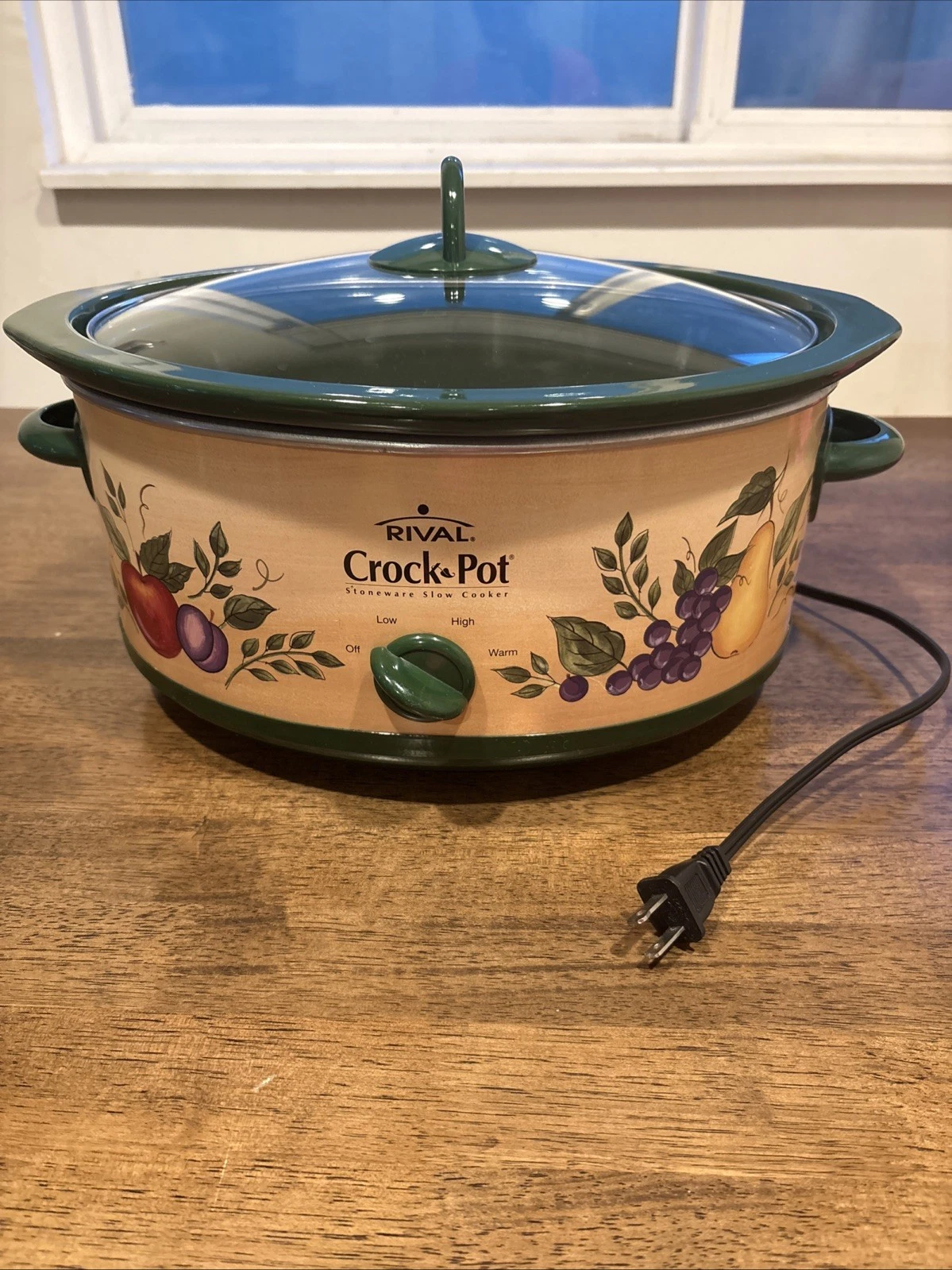 Vntg Rival Crock Pot 6Qt SCV602 HARVEST FRUIT W/Crock & Lid Works