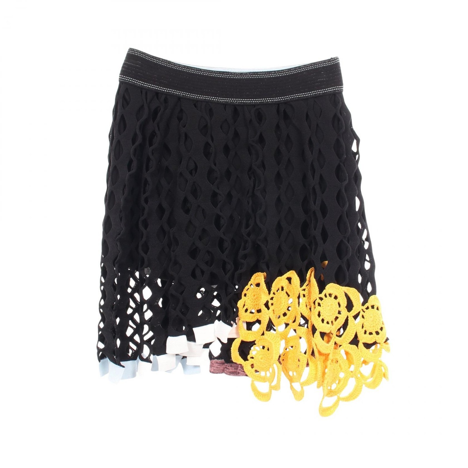 Christian Dior Crochet Knit Falda 6C24342AM516 algodón Negro Multicolor...