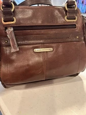 Stone Mountain Brown Leather Medium Tote Handbag MSRP $169 NWT 9AF608-2 FLAW
