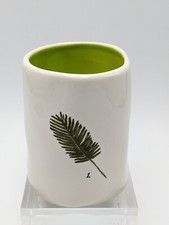 Rae Dunn Artisan Botanical Palm Leaf 1. Cup White Green Desk Bathroom Tumbler