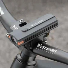 WEST BIKING Waterproof Bike Front Light LED USB Rechargeable Bicycle Light -NEW