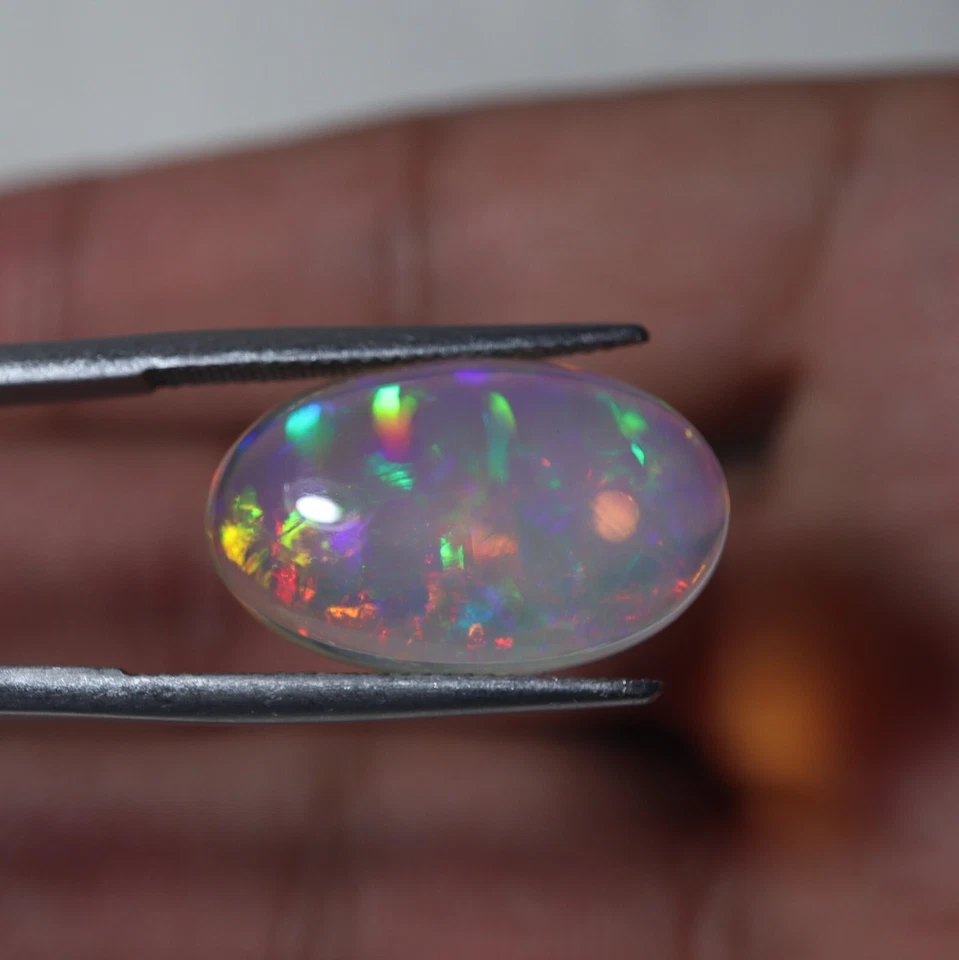 8,6 quilates 21,1 x 13,1 x 5,6 mm real AAA verde rojo amarillo fuego ópalo etíope cabina ovalada Foto 2 de 4