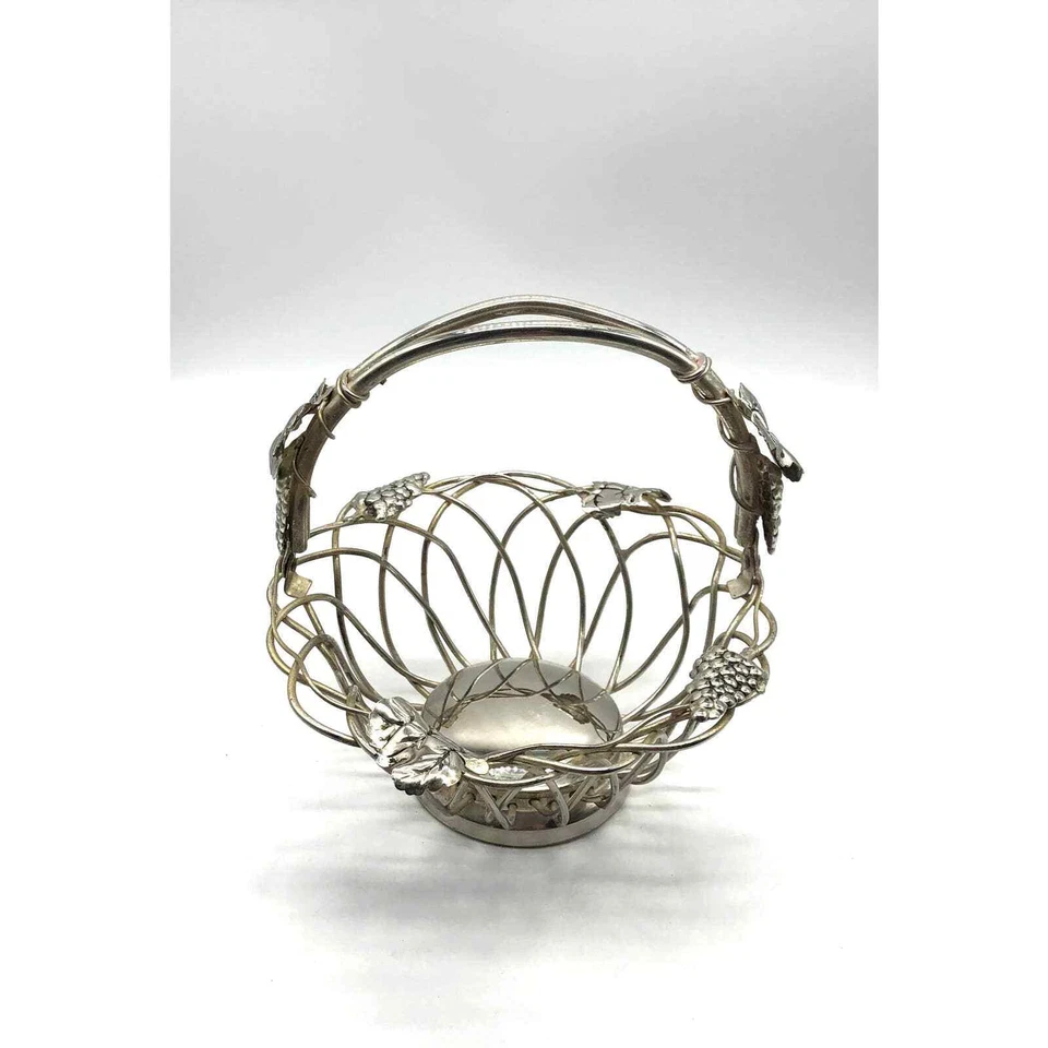 Preciosa cesta Godinger plateada uvas fruta decorativa Foto 4 de 4