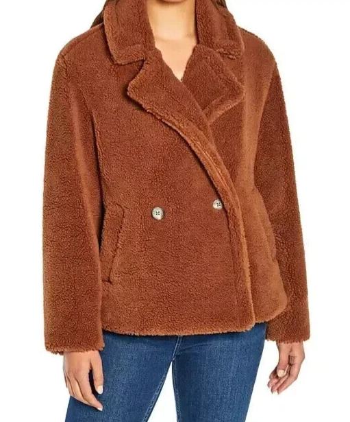 Chaqueta GAP Para Mujer Sherpa Marrón X Grande XL Cierre de Botones Bolsillos Forrada Foto 2 de 4