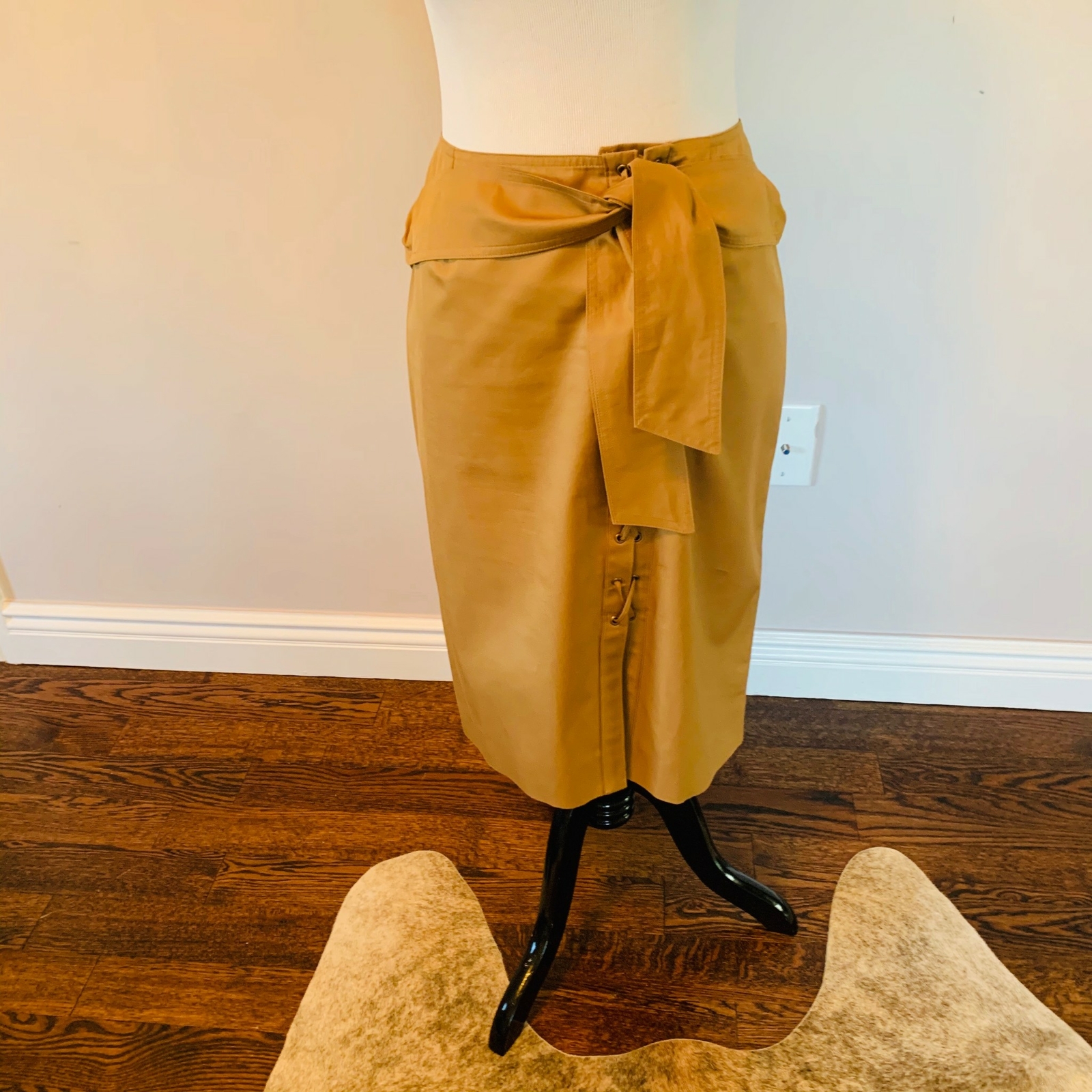 Gonna a matita Yves Saint Laurent cotone caramello usata in ottime condizioni TG FR 42 US 10 Made in France