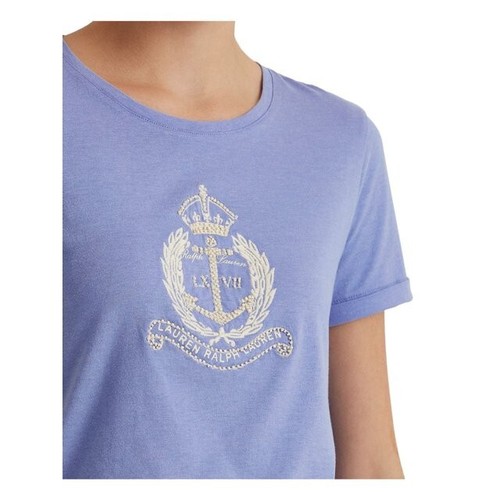 Lauren Ralph Lauren Womens Blue Short Sleeve Crew Neck T-Shirt Size XS MSRP $80 - 第 2/3 張圖片
