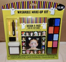 Halloween Make-Up Kit Washable Non-Toxic Design A Face How to Guide NIB 209J