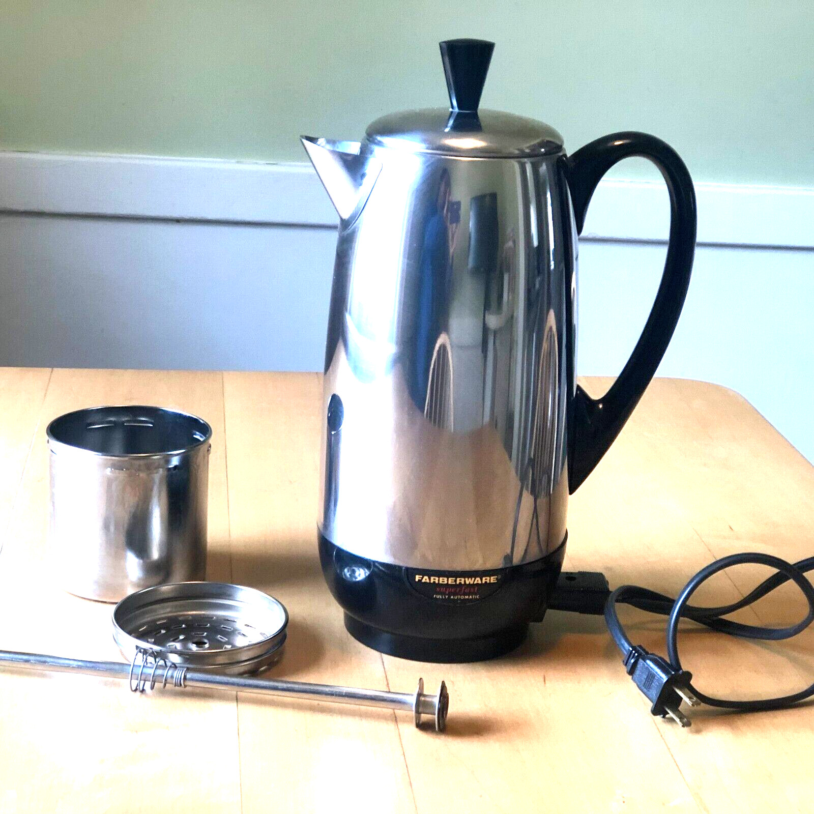 Vtg Stainless Steel Percolator Electric 142b