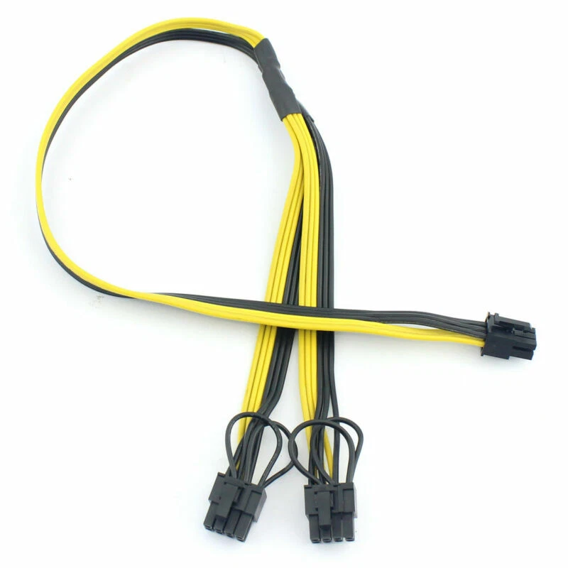 PCI-E PCI Express 6Pin to Dual 2-Port 8Pin 6+2 Pin Adapter GPU Video Card Cable - Image 2 of 4