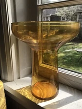 Blenko no label Handmade Blenko Glass Yellow gold amber wide mouth