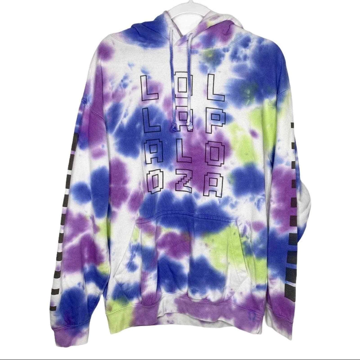 Men s American Eagle Music Lollapalooza Tie Dye Hoodie Sweater Oversized Small