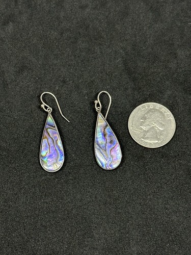 Orecchini vintage argento 925 viola e blu abalone a goccia firmati ATI 1,7" 3,6g - Foto 20 di 23
