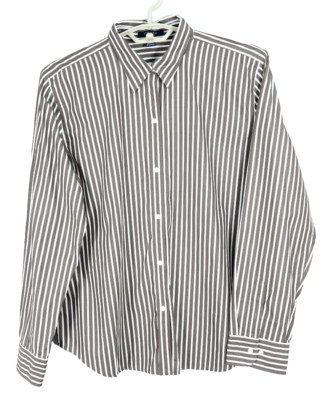 CHAPS Women's 100% Cotton Long Sleeve Blouse Collared Striped Multicolor Size XL