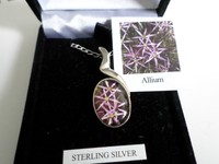 An Unusual & Pretty Sterling Silver Necklace With Allium Flower Pendant An Unusual & Pretty Sterling Silver Necklace With Allium Flower Pendant