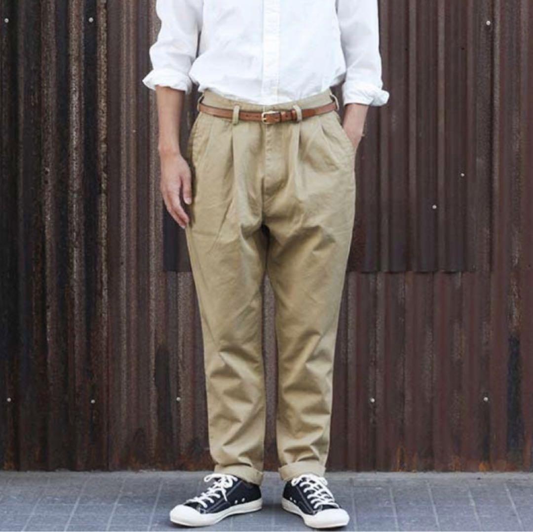 orSlow オアスロウ ビリージーン Lチノパン タック テーパード ベージュ orSlow Billie Jean Chino Cloth Pants Beige 2 Tuck Tapered