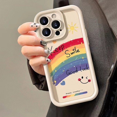 Smiling Rainbow Phone Case For iPhone 15 14 11 12 13 Pro Max XR TPU Cover - Picture 2 of 13