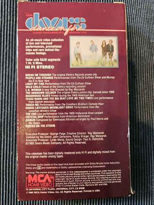 The Doors Dance On Fire VHS Jim Morrison Classic Performances and