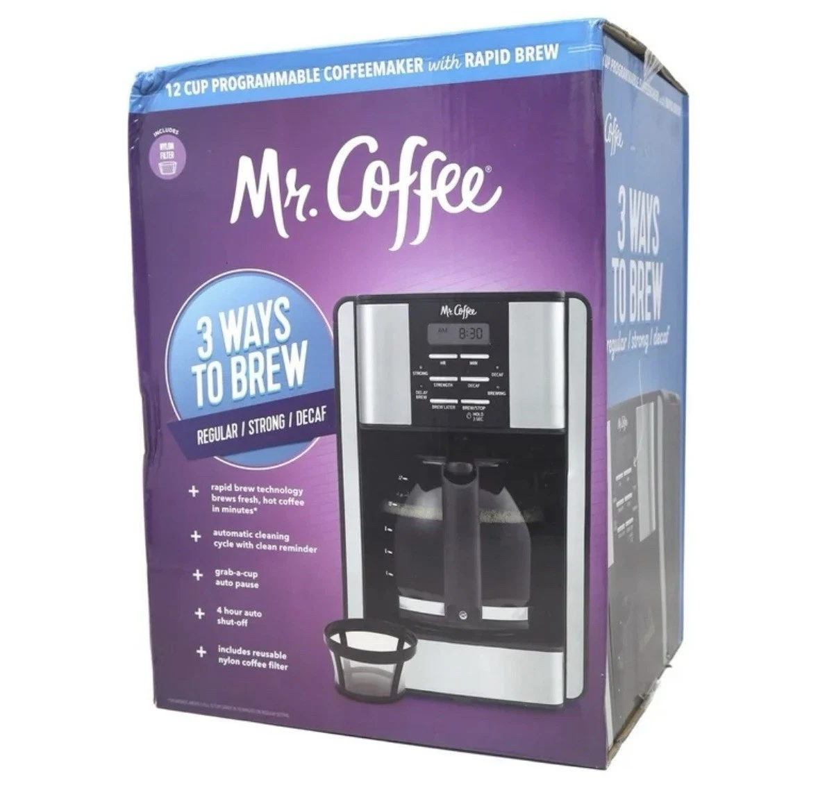 Mr. Coffee Rapid Brew 12-Cup Programmable Coffee Maker - Black/Silver (J)