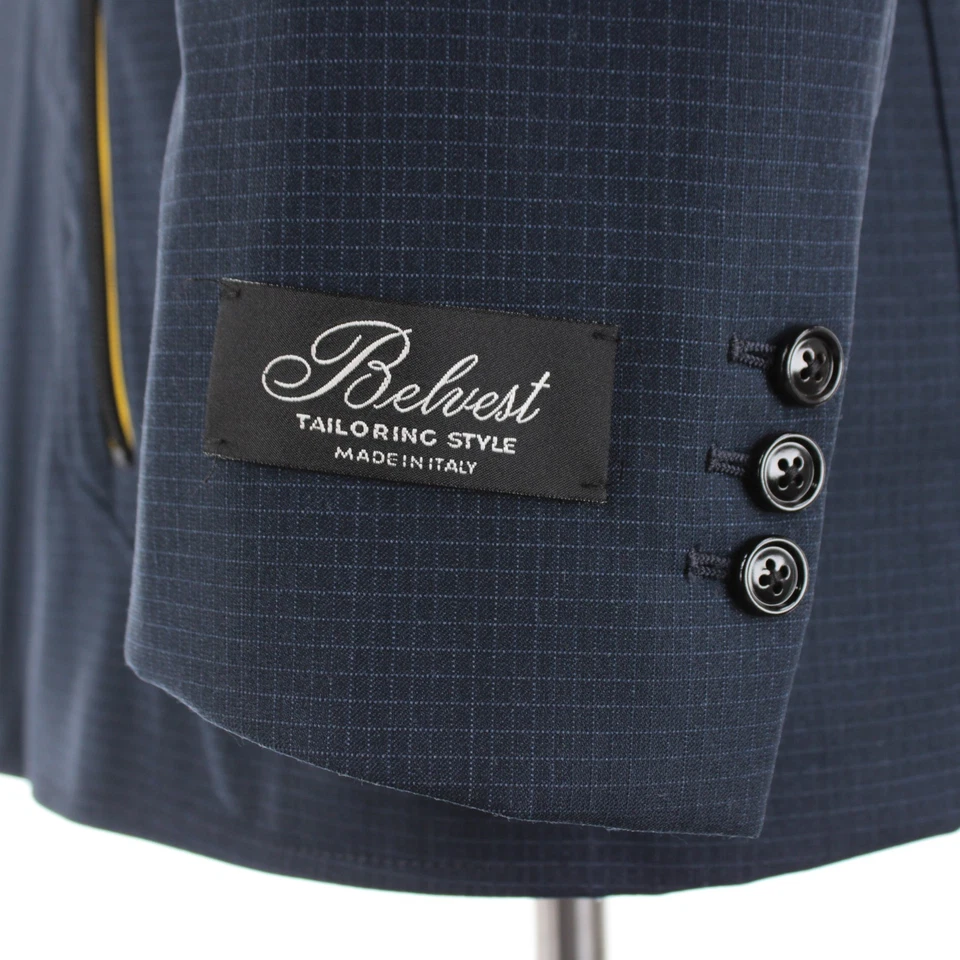 Abrigo deportivo Belvest nuevo con etiquetas mezcla de lana con bolsillos con cremallera talla 52R (42R EE. UU.) a cuadros azules Foto 3 de 4