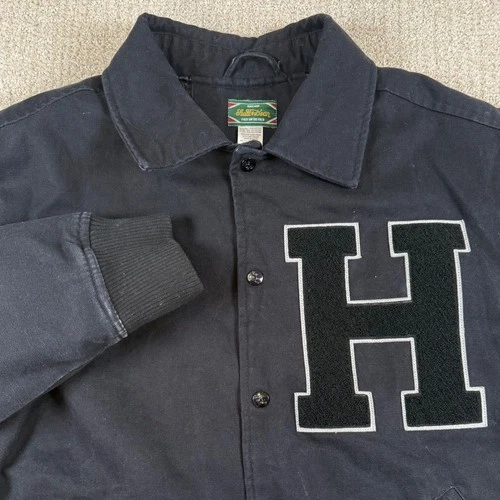 Stall & Dean Men XL Black Harvard Football Champions Varsity Bomber Jacket *Read - product listing photo